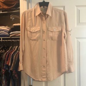 Pale Pink 100% Silk Button Down Shirt EUC